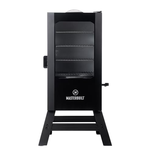 Masterbuilt? 30-inch Digital Electric Vertical BBQ Smoker with Leg Kit, Side Wood Chip Loader and 710 Cooking Square Inches in Black, Model MB20070421