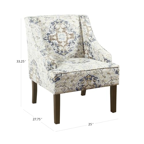 HomePop Velvet Swoop Arm Accent Chair, Suri Blue