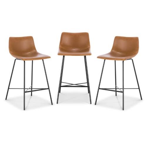 Poly u0026 Bark Paxton 24 in. Counter Stool - Set of 3 Tan