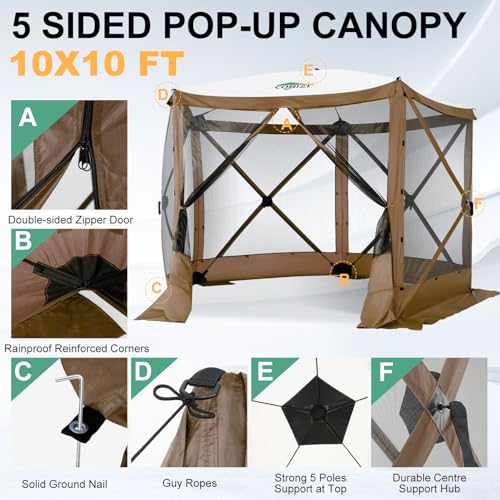 COBIZI 12x12ft Pop up Gazebo Screen Tent Screen House for Camping, Camping Outdoor Screened Gazebo, Canopy Tent