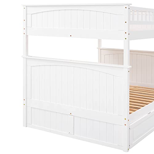 Ball & Cast Twin-Over-Twin Bunk Bed with Twin-Size Trundle and 3 Storage Stairs,Wood Bunkbed w/Full-Length Guardrails,Slat Support