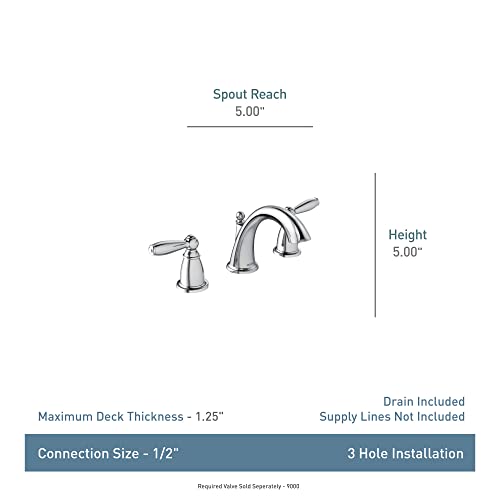Moen Brantford Oil-Rubbed Bronze Two-Handle Widespread Bathroom Faucet Trim Kit Bathroom Faucets for Sink 3-hole Deck Mounted Setup, (Valve Required)