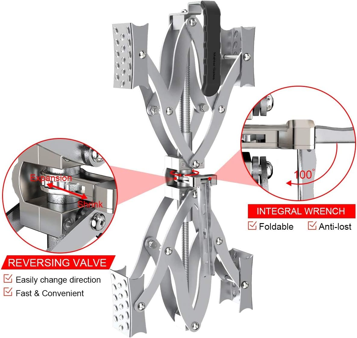 MAHLER GATES X Shaped Chocks Wheel Stabilizer - RV Tire Stabilizers Locking Chocks with Integrated Wrench & Anti-Theft Code Lock, Open 8'' to 17''