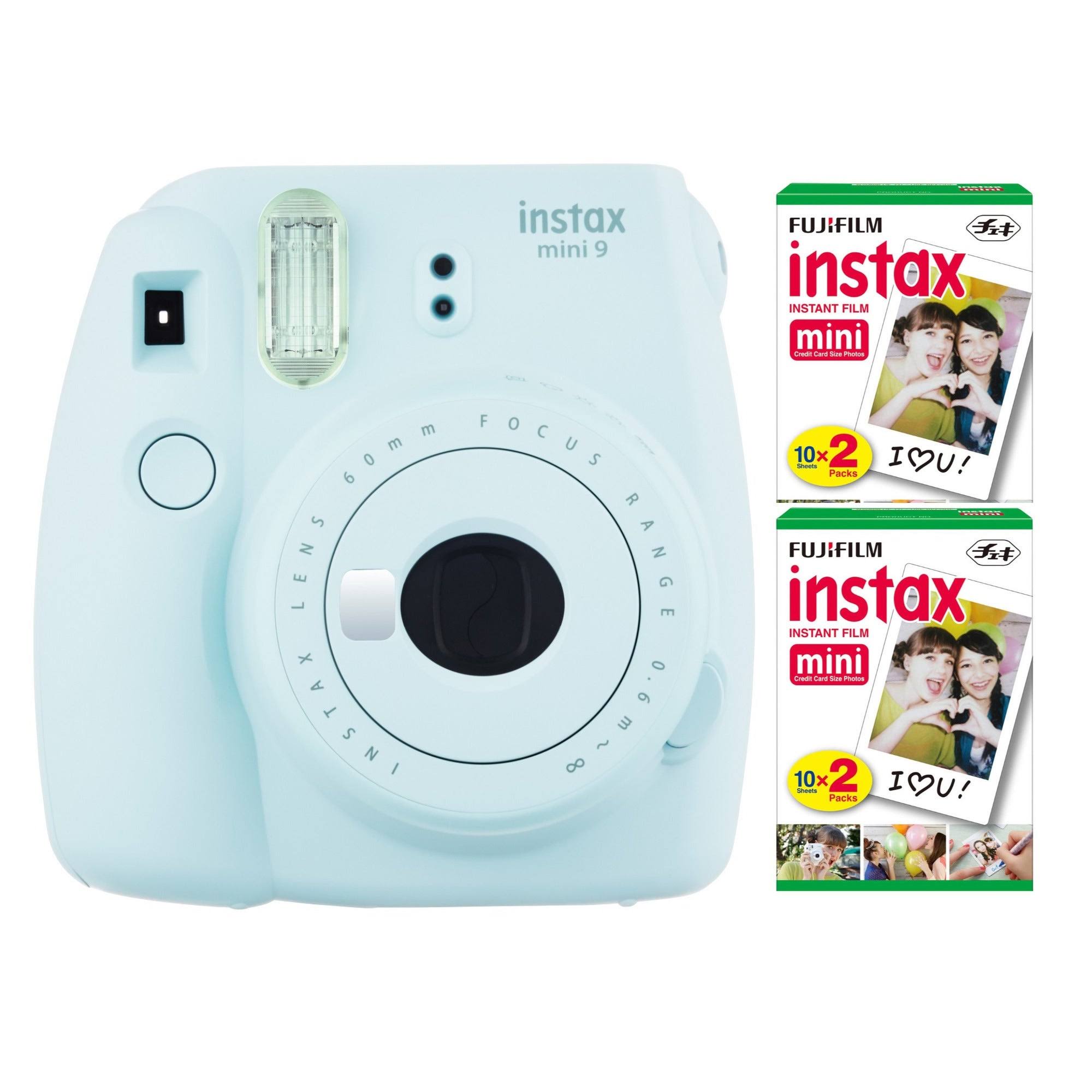 Fujifilm Instax Mini 9 Instant Camera (Ice Blue) with Twin Film Pack