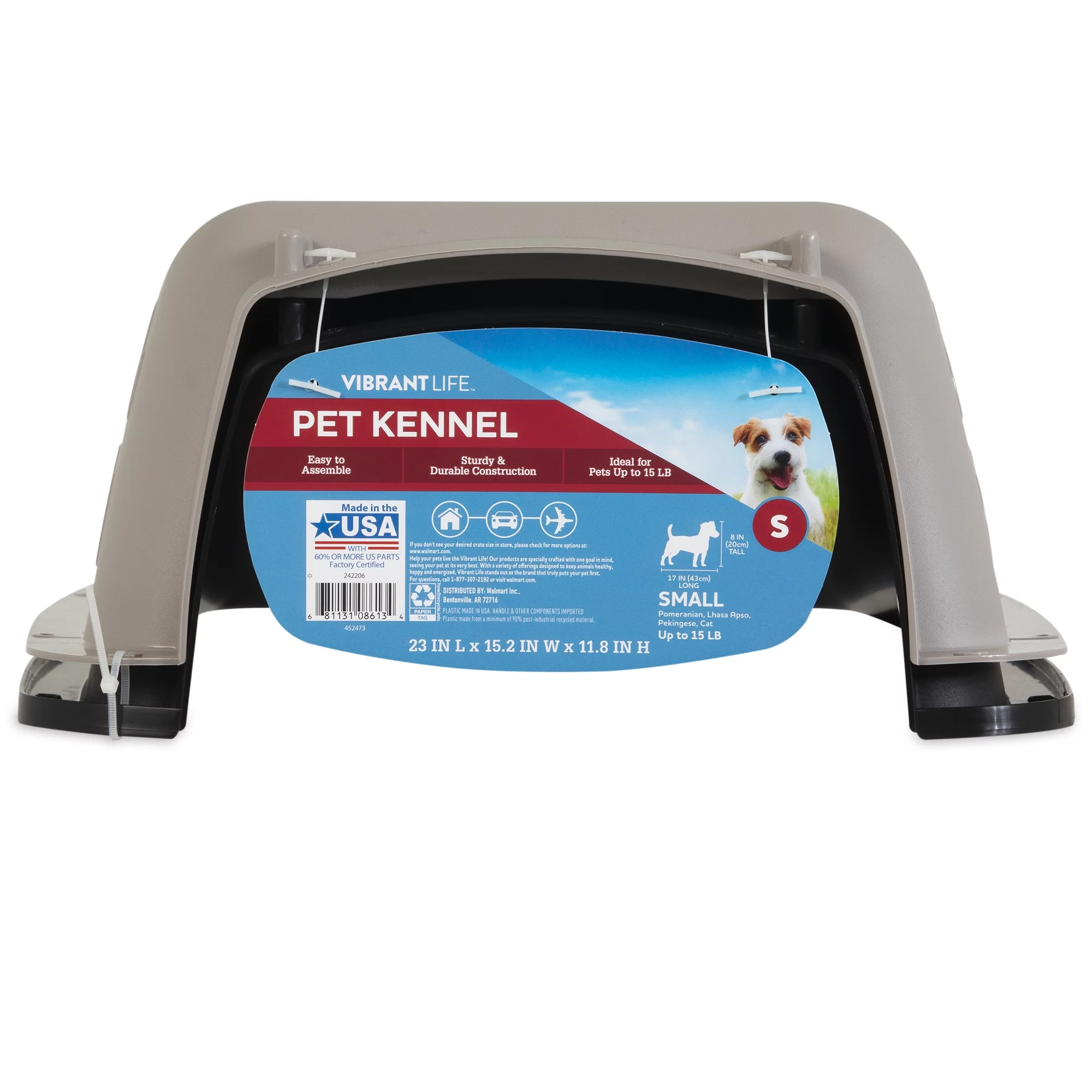 Vibrant Life Pet Kennel 19 X-Small Plastic Dog Crate Portable Carrier for Pets Up To 10 lbs