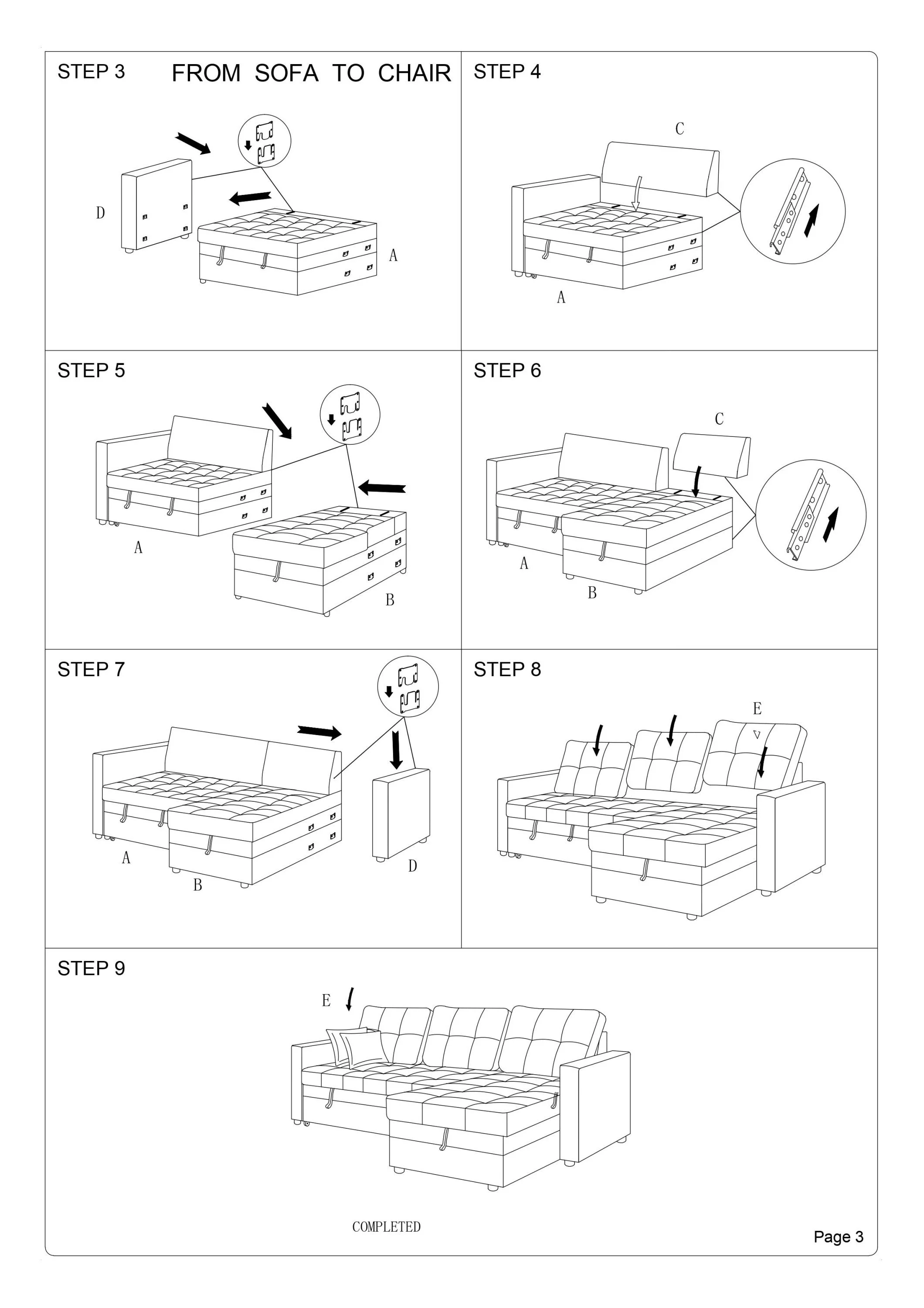 Amir Convertible Sectional Pull Out Bed Sofa Chaise Reversible Storage Chaise - Espresso