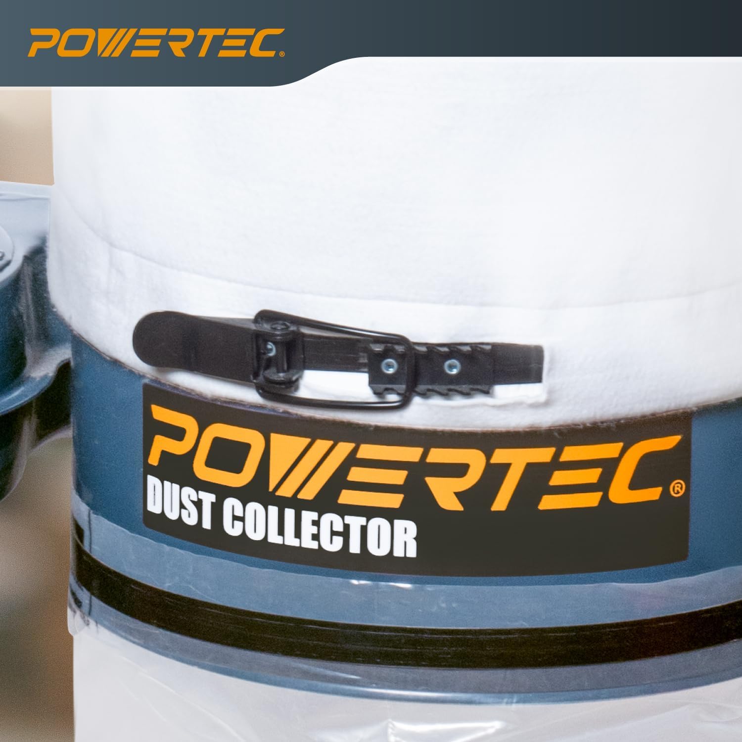 POWERTEC 1 HP Dust Collector with 1 Micron Dust Collector Bags and Mobile Base