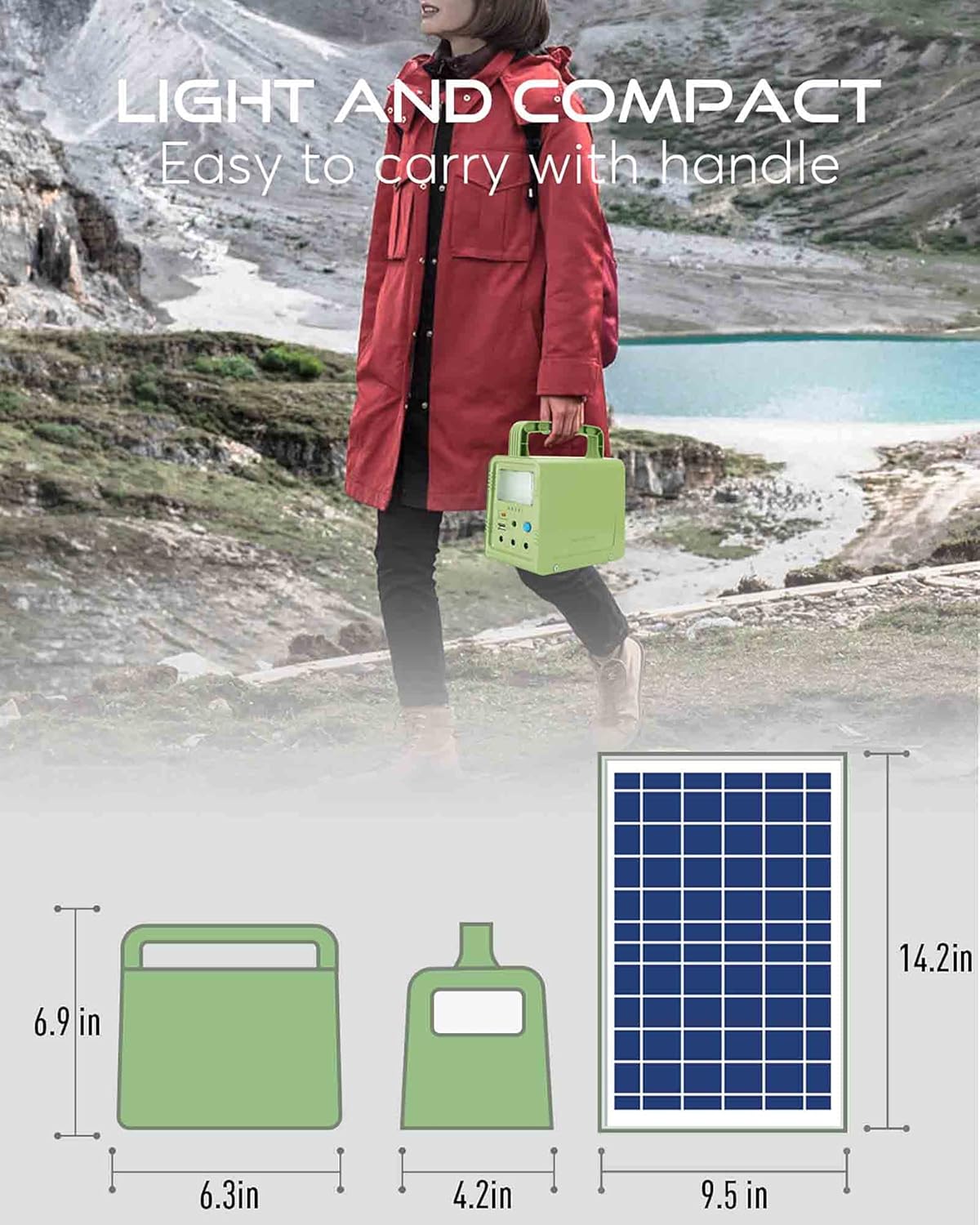 Portable Solar Generator, WAWUI 84Wh Portable Power Station with Solar Panel & Flashlights, USB DC Outlets, Solar Generator for Camping Pack of 2