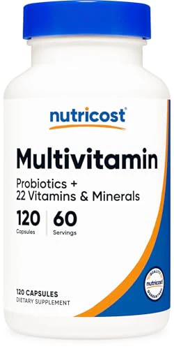 Nutricost Multivitamin with Probiotics 120 Vegetarian Capsules - Packed with Vitamins & Minerals - Kansas Nuitrition - HNZSDS