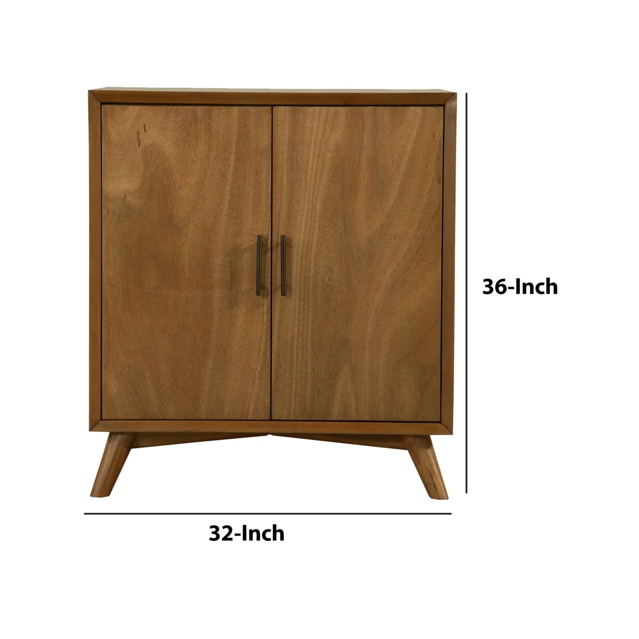 Wooden Small Bar Cabinet with Two Doors and Splayed Legs Brown- Saltoro Sherpi