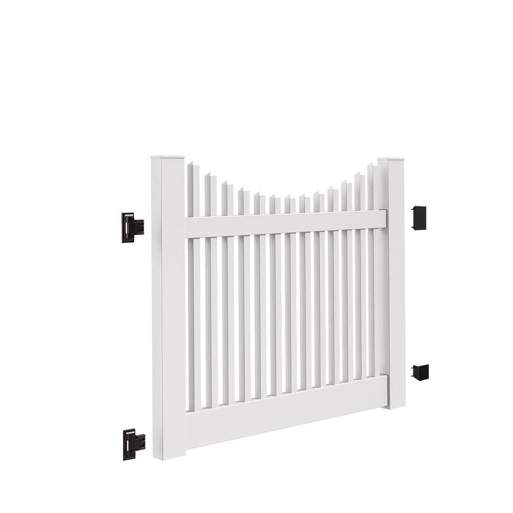 Yukon Scallop 5 ft. W x 4 ft. H White Vinyl Un-Assembled Fence Gate