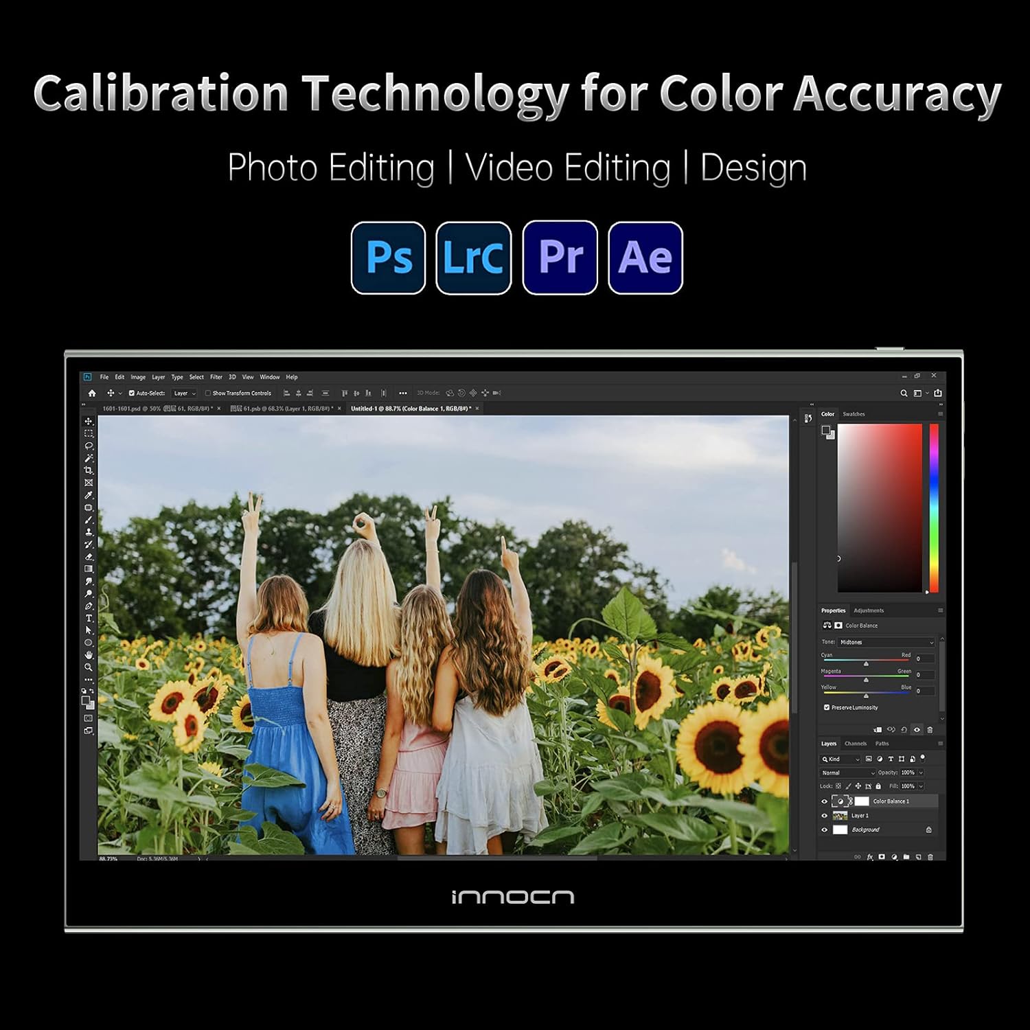 INNOCN 15.6" Portable Monitor - OLED Touch Monitor with Battery Second Touch Screen for Photo Editing with 4K, 100% DCI-P3, 100000:1, 10Bits