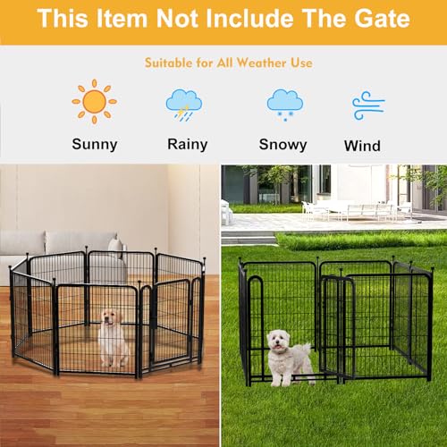 Tall Garden Fence, 32 in(H) 8 Panels Dog Fence Outdoor for Yard. Wide Door Low Threshold Total 17.7 Ft(L)