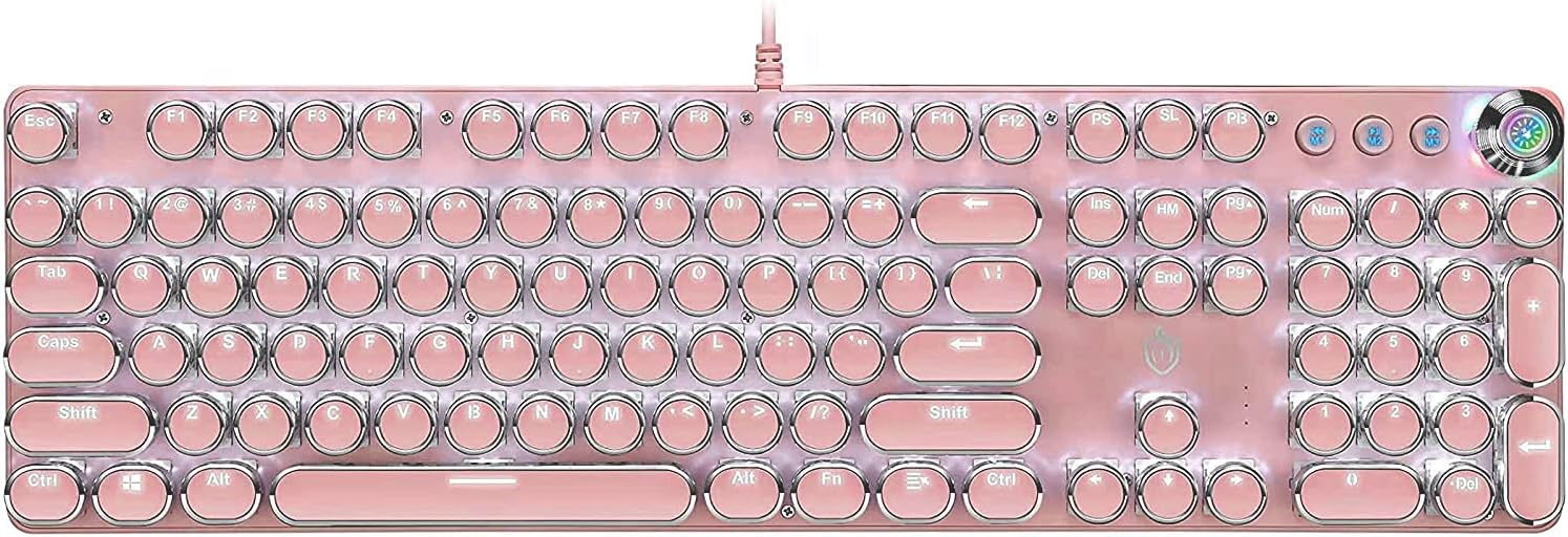 Mechanical Keyboard LED Backlit Retro USB Keyboard -Blue Switch