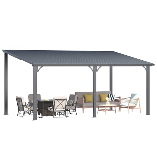 AECOJOY 10&rsquo; x 10&rsquo; Gazebo, Wall Mounted Gazebos Pergola on Clearance, Outdoor Patio Lean to Gazebo Awnings for Deck, Porch