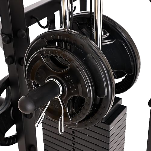 Altas Strength Smith Machine with Lever Arms Pulley Ratio 2:1 Squat Rack Pull Up Bar Upper Body Strength Training Leg Developer Light Commercial Home