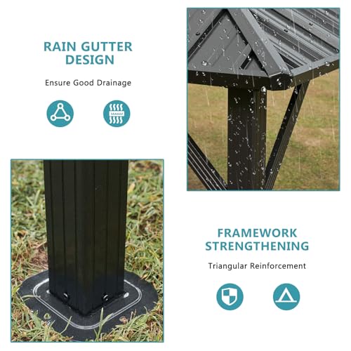 Aoxun 10' X 12' Hardtop Gazebo, Aluminum Metal Outdoor Gazebo with Galvanized Steel Double Roof