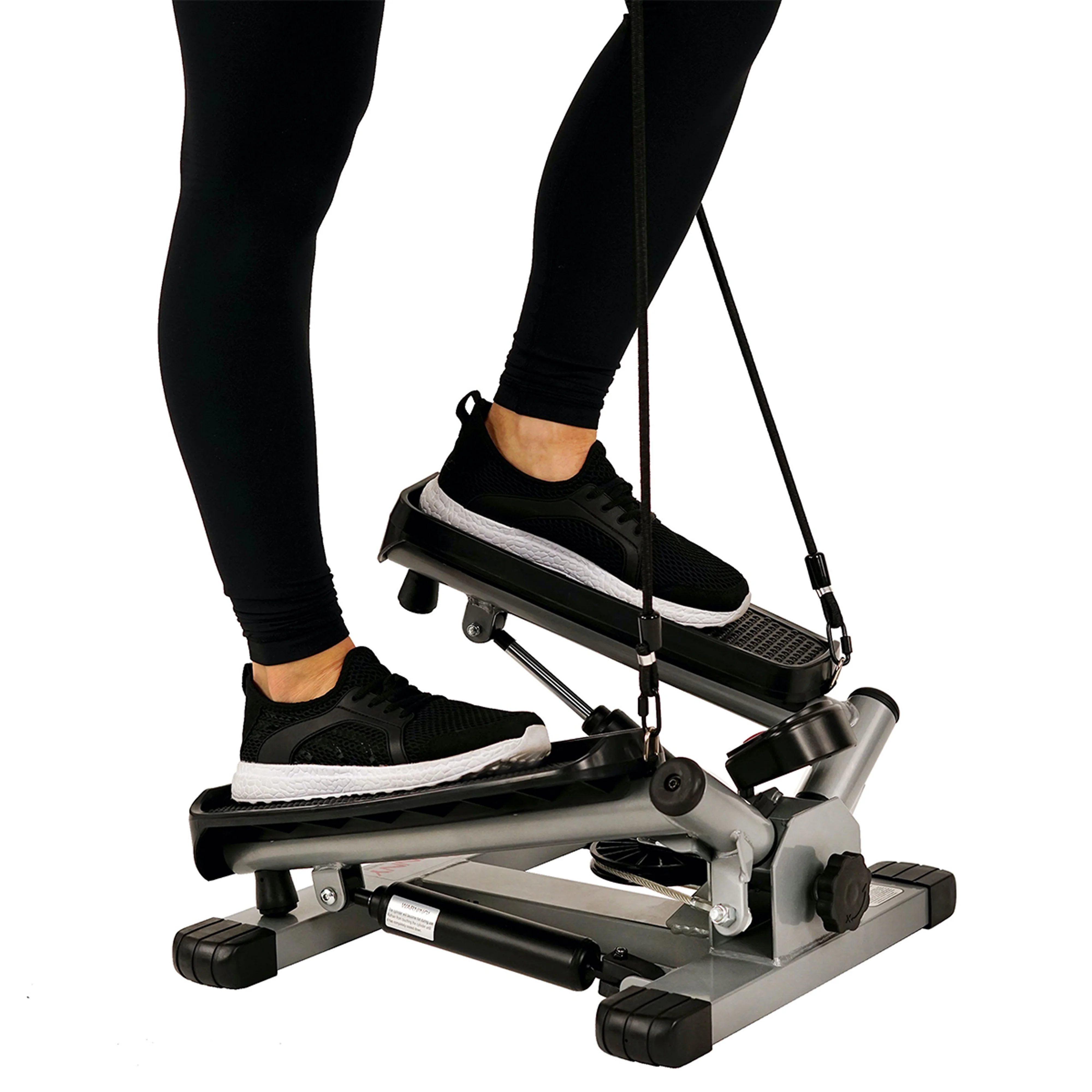 Sunny Health & Fitness Twist Stair Stepper Machine with Resistance Bands with Adjustable Height, NO. 045