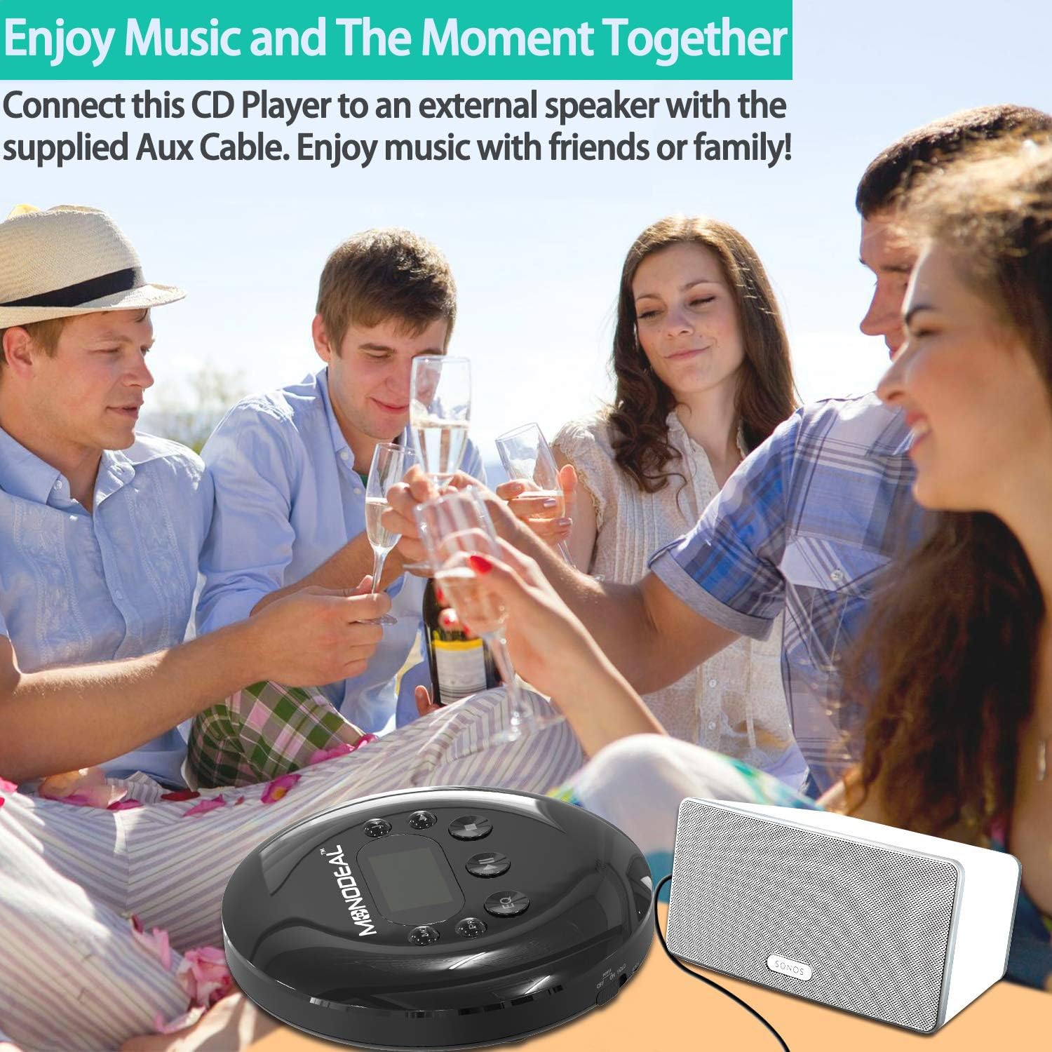 Portable CD Player, MONODEAL Rechargeable Personal Compact Disc CD Player with Headphones
