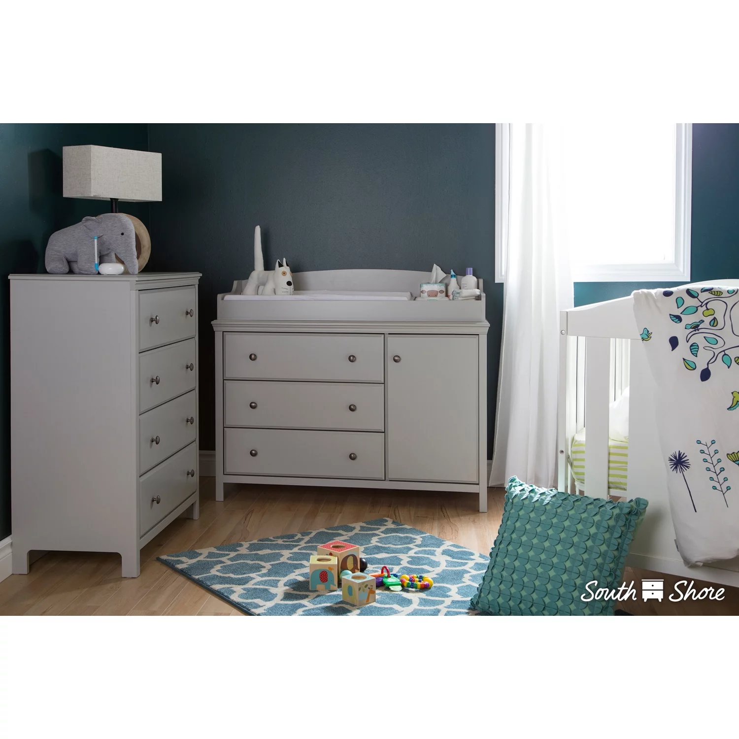 South Shore Furniture South Shore Cotton Candy Changing Table with Removable Changing Station, Soft Gray