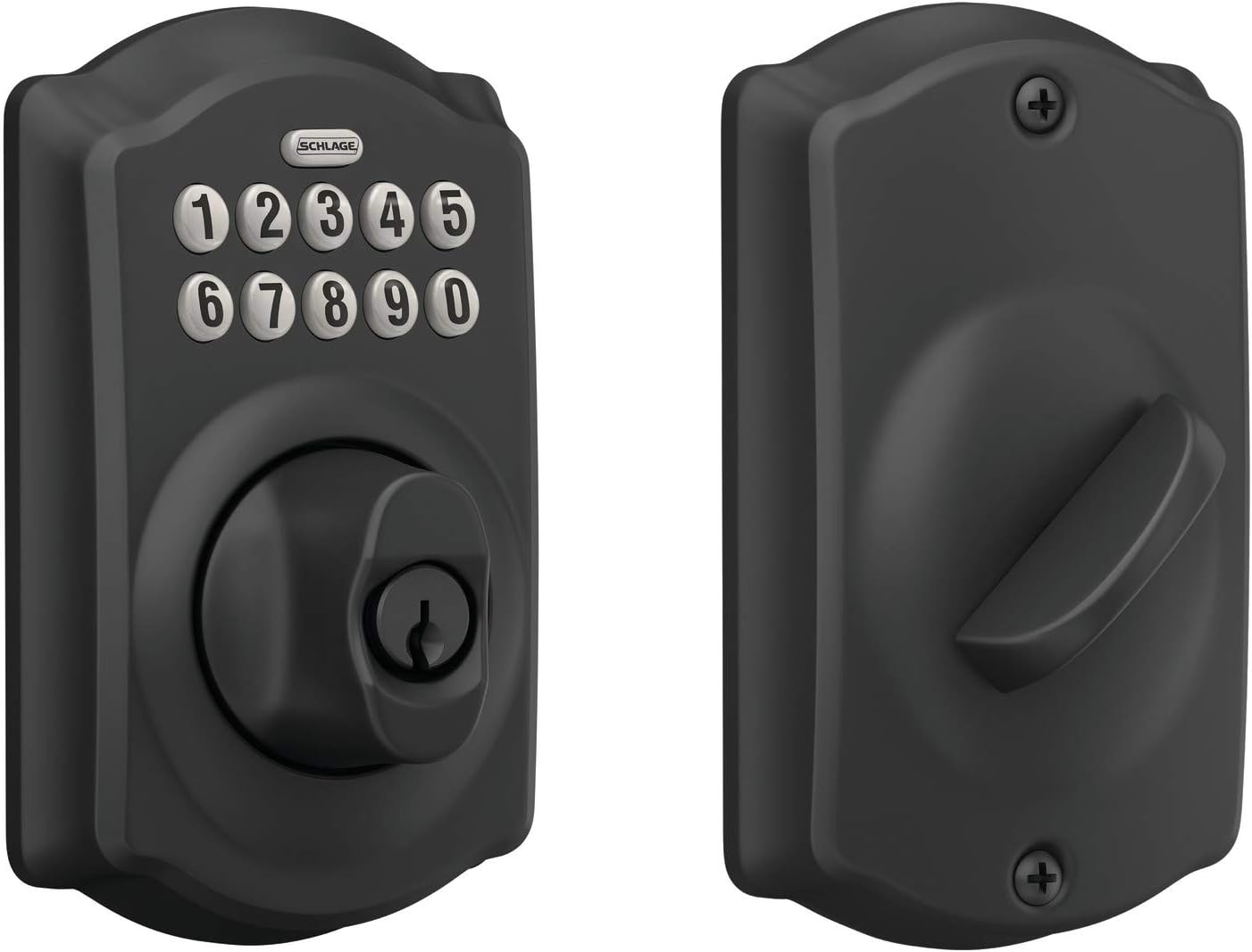 Schlage BE365 V CAM 716 Camelot Keypad Deadbolt, Electronic Keyless Entry Lock, Aged Bronze