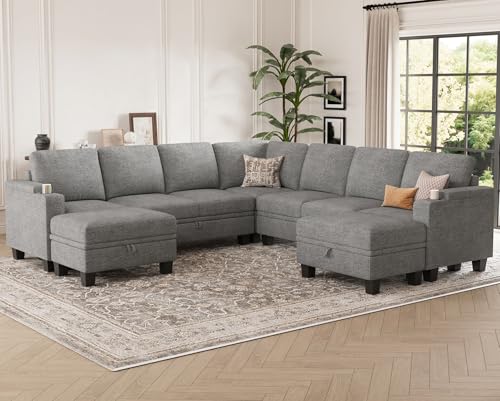 Belffin Modular Sectional Sofa Couch with Storage U Shape Convertible Corner Couches for Living Room Dark Grey Couch