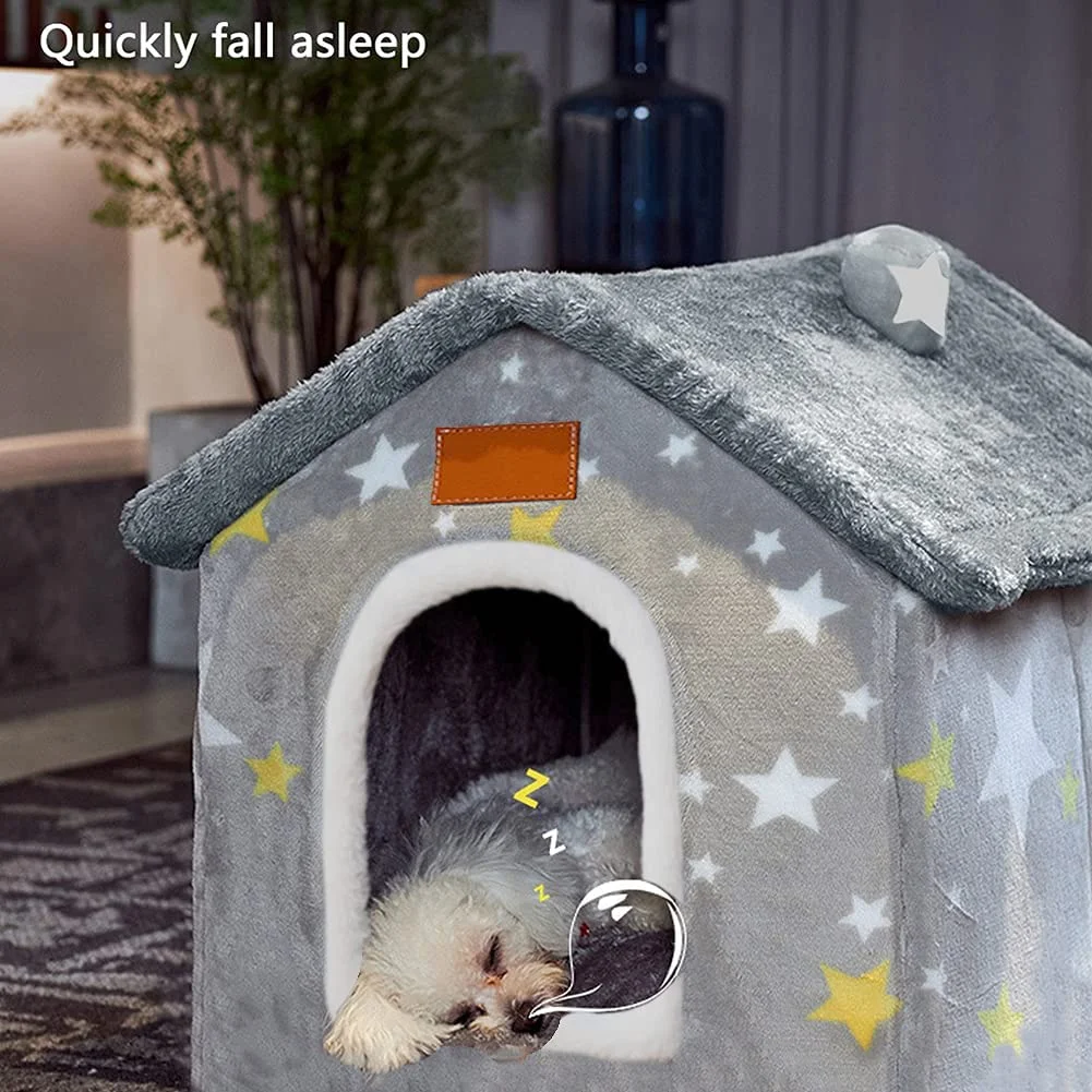 Dog House Indoor Memory Sponge, Foldable Dog House Kennel Bed Mat with Cushion for Small Medium Large Dogs Cats