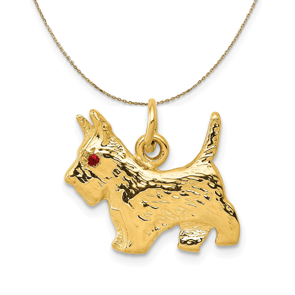 The Black Bow 14k Yellow Gold and Ruby Scottie Necklace - 30 Inch