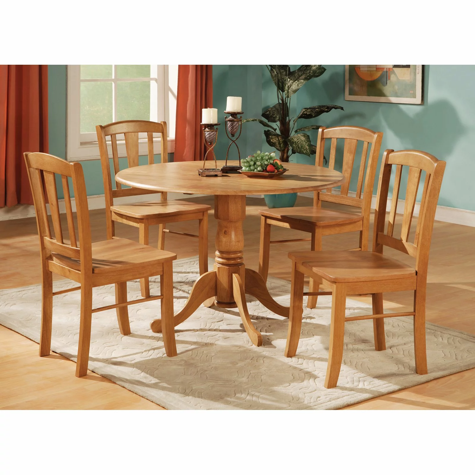 5 Pc small Kitchen Table and Chairs set-round Table and 4 dinette Chairs Chairs