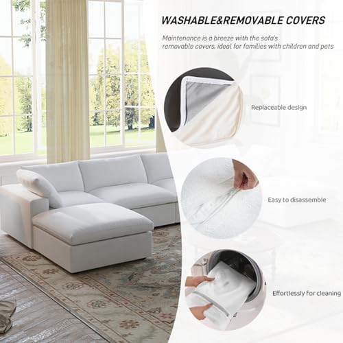 160.6" Cloud Couch Modular Sectional Sofa for Livingroom,Oversized Convertible Sofa with Storage Ottomans,6 Seat Wide Couches
