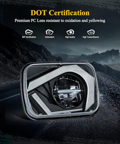 Partsam 2025 H6054 LED Headlights 7x6 5x7 Headlamp Hi/Low Sealed Beam Lights [DOT] [Start & End Animation] [Anti-glare] [DRL] [Sequential Turn