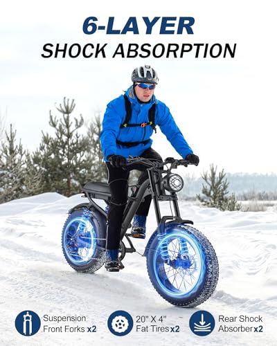 Riding'times 1500W Electric Bike for Adults Full Suspension, Long Seat Dirt Bike with 20" Fat Tire, Max 28/31MPH & 37-150 Miles