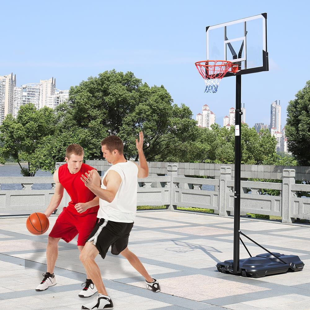 Ktaxon 44in Portable Basketball Hoop, 8ft - 10ft Height Adjustable Basketball Goal System, with Wheels and Shatterproof Backboard