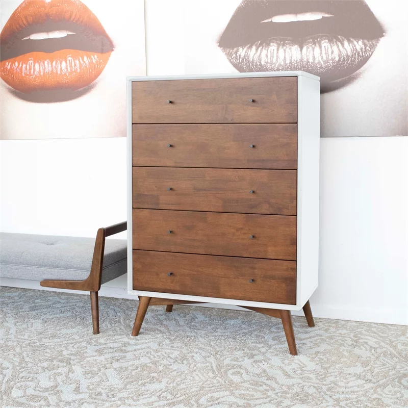 Home Square 3 Piece Set with 5 Drawer Dresser 6 Drawer Dresser and Nightstand