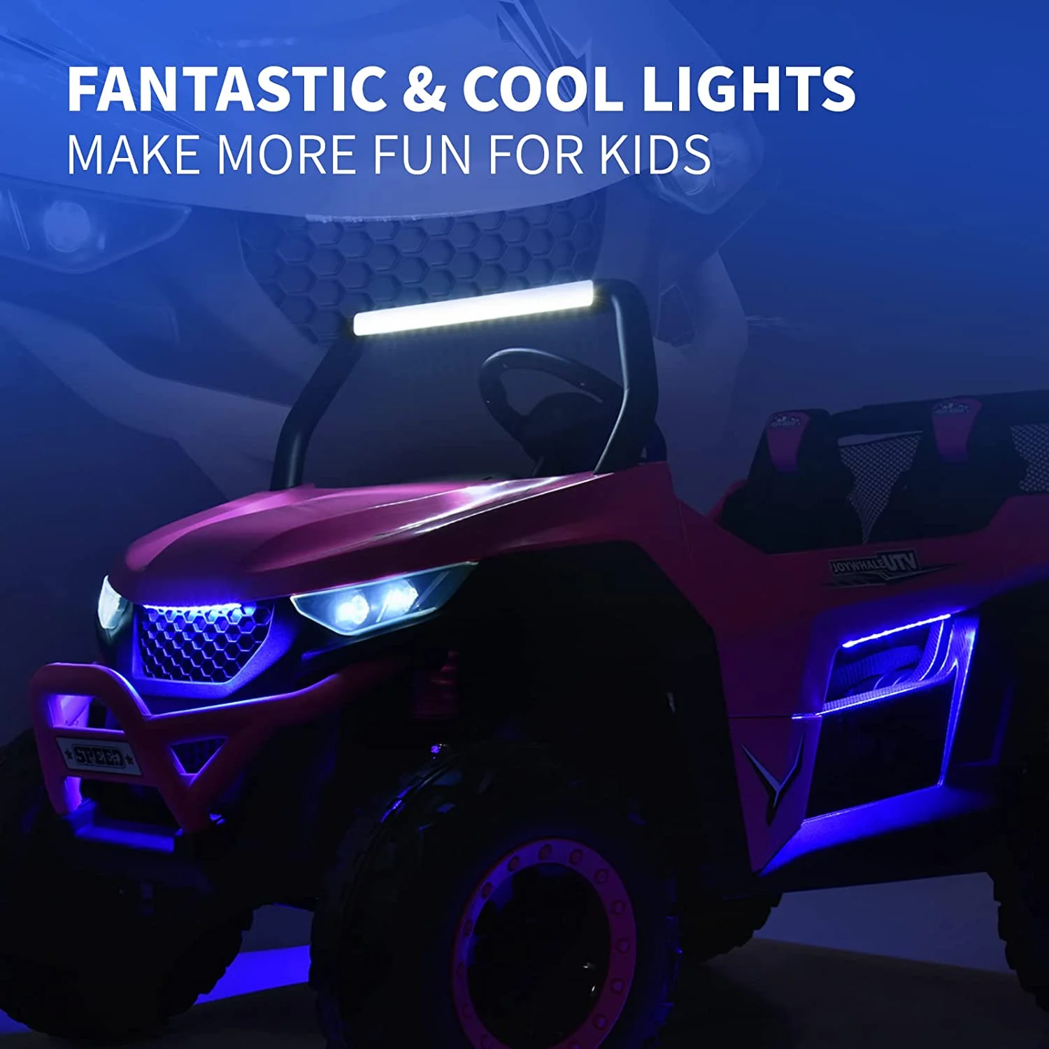 Joywhale 24V 2 Seater Kids Ride on UTV Car Powerful Electric Vehicle, with Big Battery, 4x75W Strong Motor, Remote Control, Suspension & EVA Wheels
