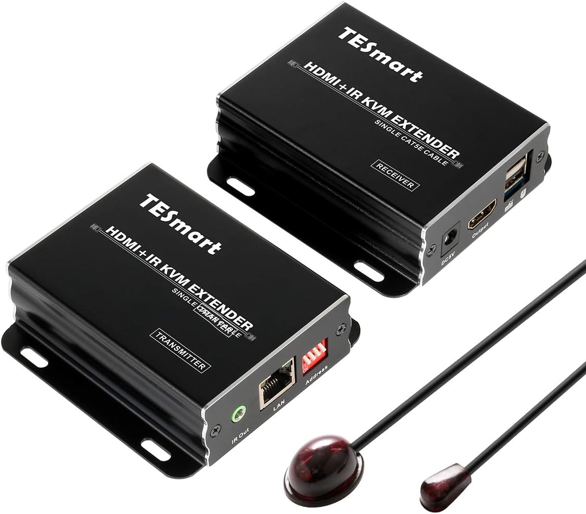 Stable 1080P Many to Many HDMI KVM Multiple Repeater Extender up to 400ft Over IP Cat5e Cat6 with IR Pass Through(Receiver Only)