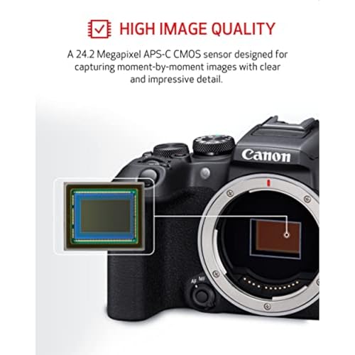 Canon EOS R10 Content Creator Kit, Mirrorless Vlogging Camera with RF-S18-45mm F4.5-6.3 is STM Lens, Tripod and Stereo Microphone