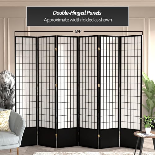 Red Lantern 7 ft. Tall Window Pane Shoji Screen-White-3 Panels Room Divider