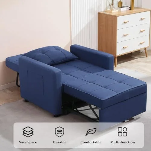 RUNFAYBIU Convertible Chair Bed  3-in-1 Folding Sofa Bed Chair with Adjustable Backrest  Multi-Functional Pull Out Sleeper Chair Bed Single Armchair