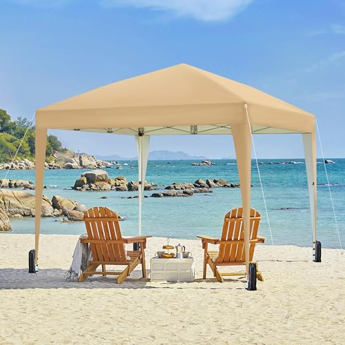 Yaheetech 10x10 Pop Up Canopy with 4 Removable Sidewalls, Portable Enclosed Instant Tent, Waterproof Outdoor Tent, Beach Sun Shelter with 4 Sandbags