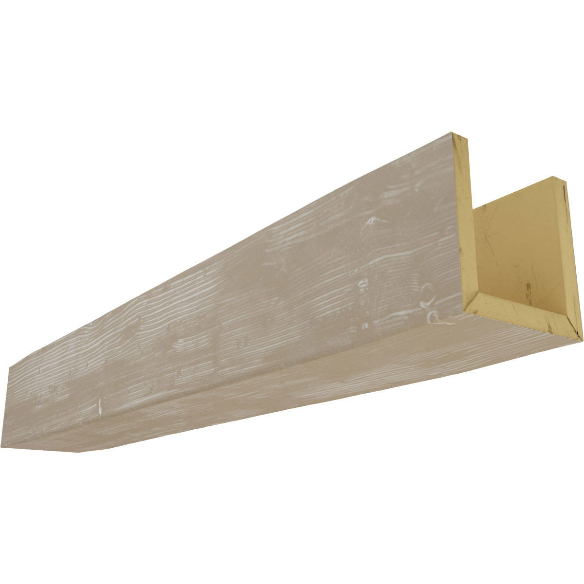 Ekena Millwork BMSD3C0040X080X120WH 4x22W x 8x22H x 10&L 3-Sided (U-beam) Sandblasted Endurathane Faux Wood Ceiling Beam, White
