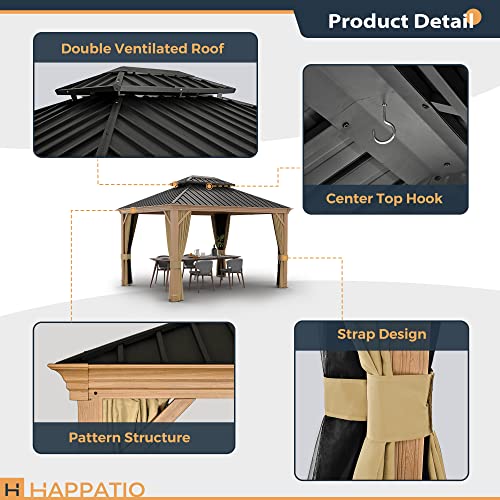 HAPPATIO 10' x 12' Hardtop Gazebo