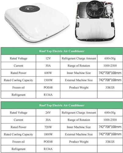 Rv Air Conditioner, Dc Rv Air Conditioner, 12v/24v Rv Rooftop Air Conditioner for Trucks, Motorhomes and Caravans, Efficient Cooling