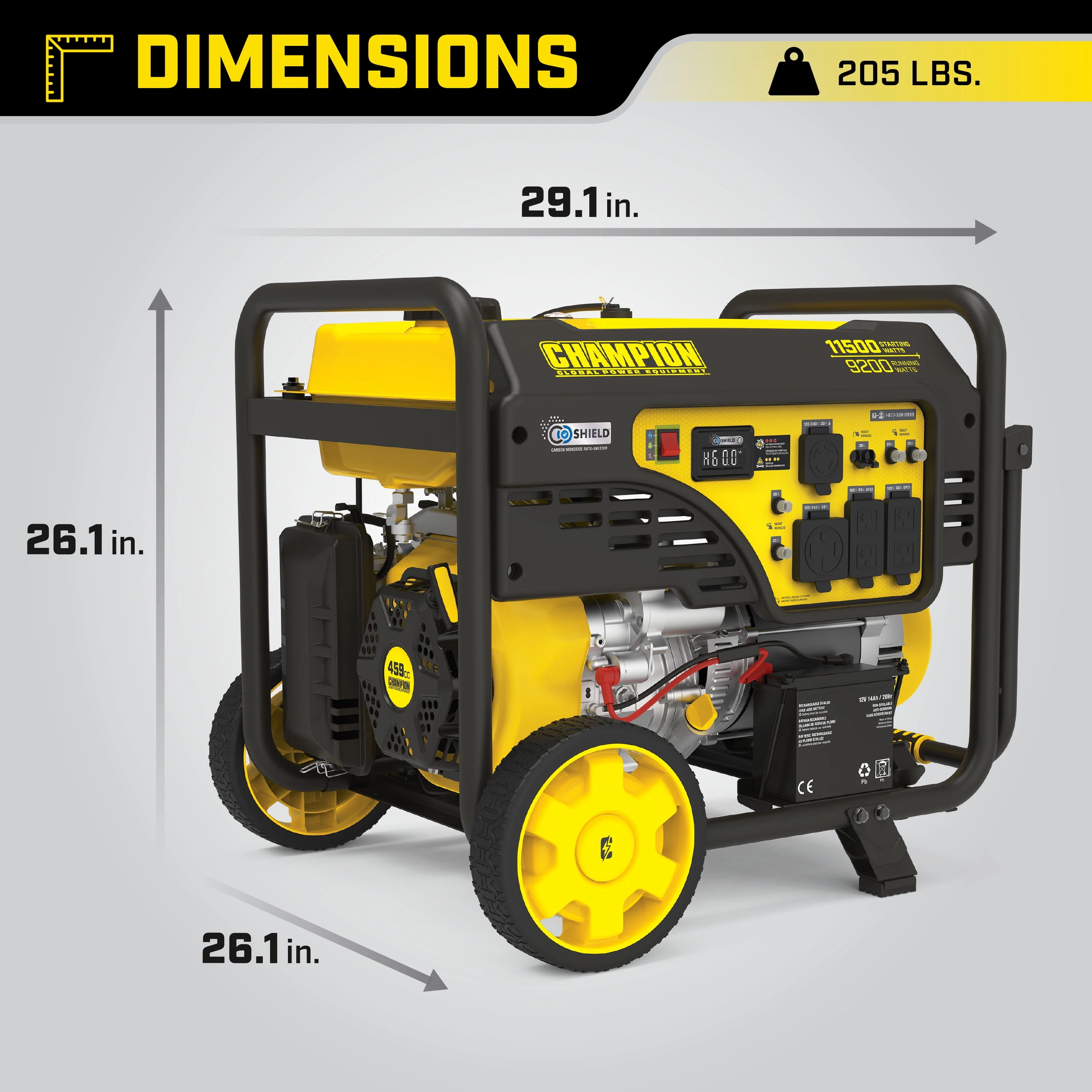 Champion Power Equipment 11,500/9,200-Watt Electric Start Gas Portable Generator with CO Shield
