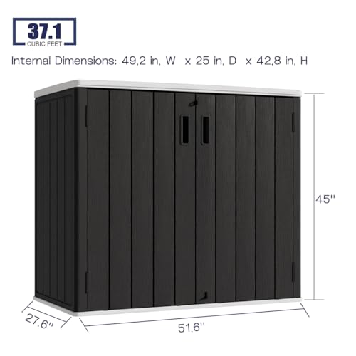 KINYING Outdoor Vertical Storage Shed,57 Cu.ft Outdoor Storage Cabinet Waterproof,Resin Sheds & Outdoor Storage Clearance for Garden,Patio,Backyard