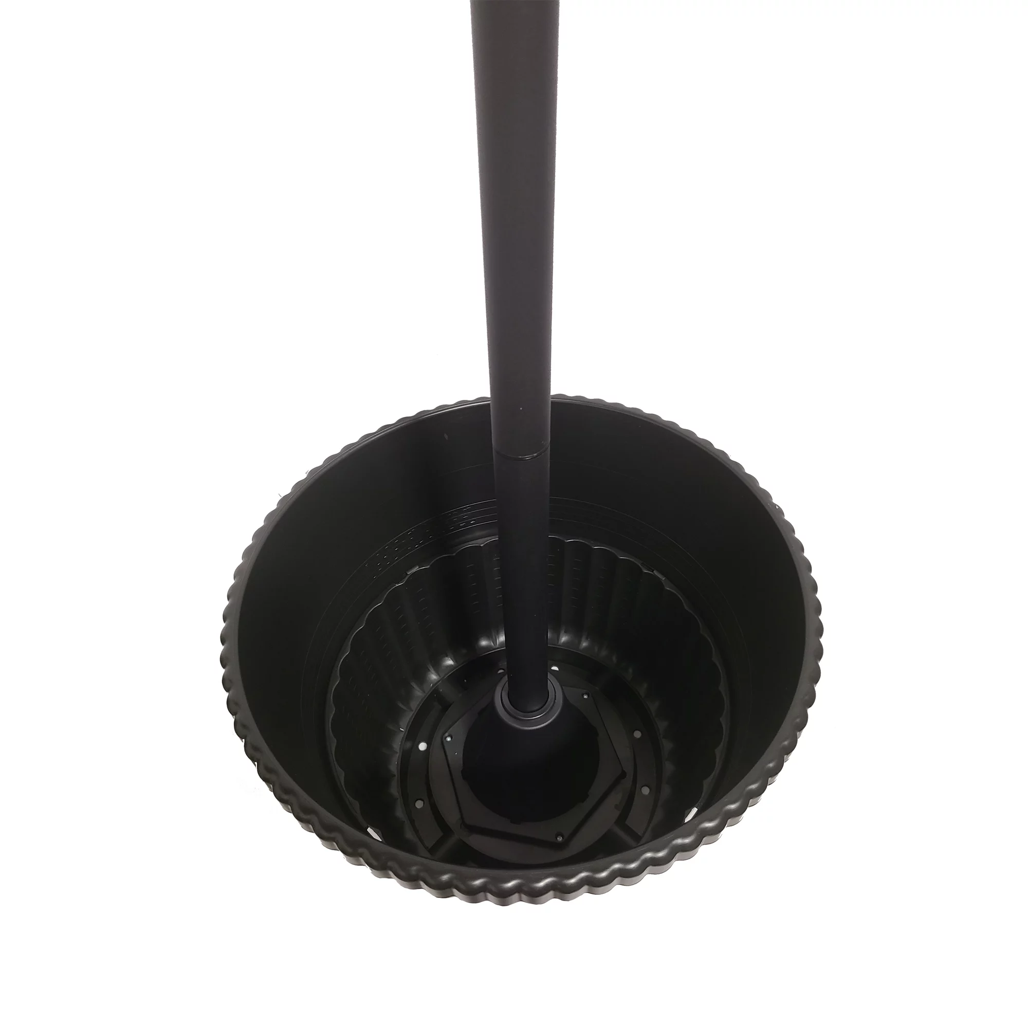 Gama Sonic Triple Head Solar Lamp and Post Set with Round Planter, Weather Resistant, Black Finish (14B50063)