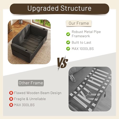 3 in 1 Pull Out Couch, 56 Inch Convertible Sleeper Sofa Bed, Loveseat Sofa with Cup Holders, USB, Sofa Couches for Living Room, Bedroom, Apartment