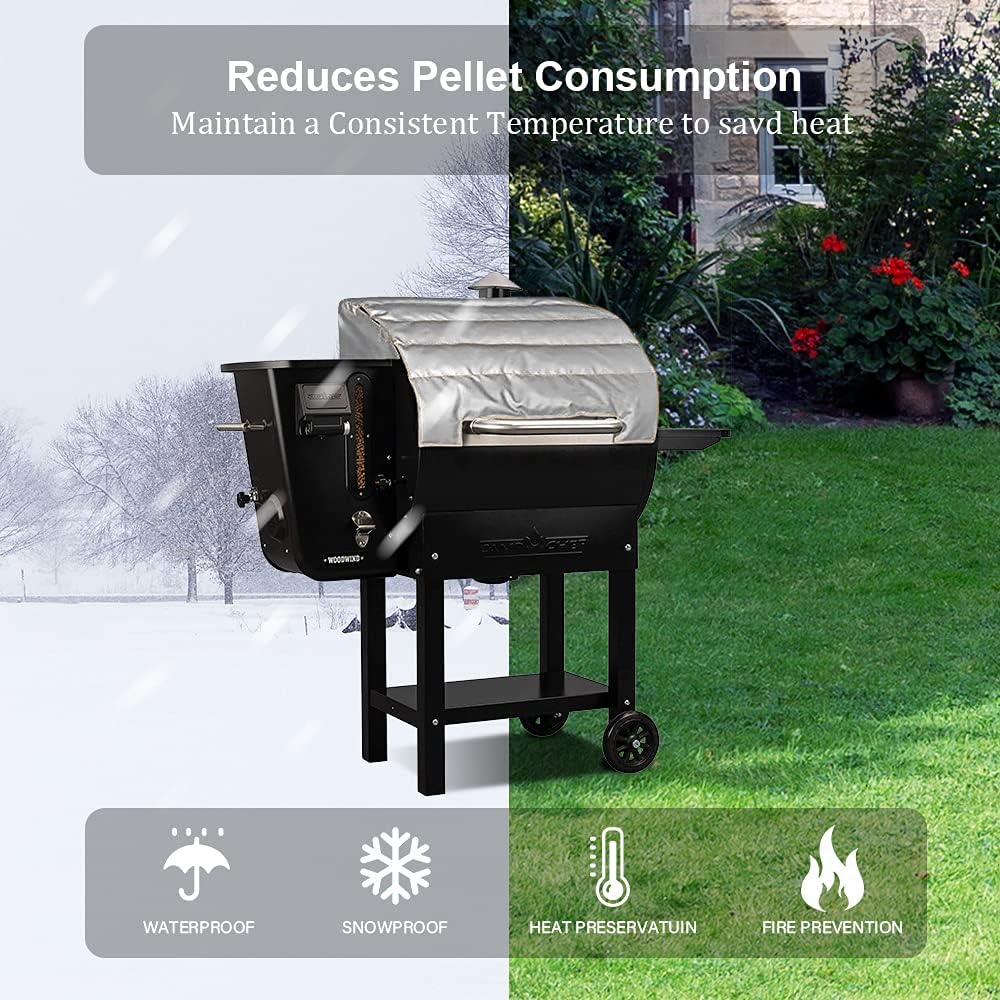 SafBbcue BBQ Grill Thermal Insulation Blanket for Camp Chef 24 Pellet Grills Thermal Blanket for Winter Cooking Keep Consistent Temperatures