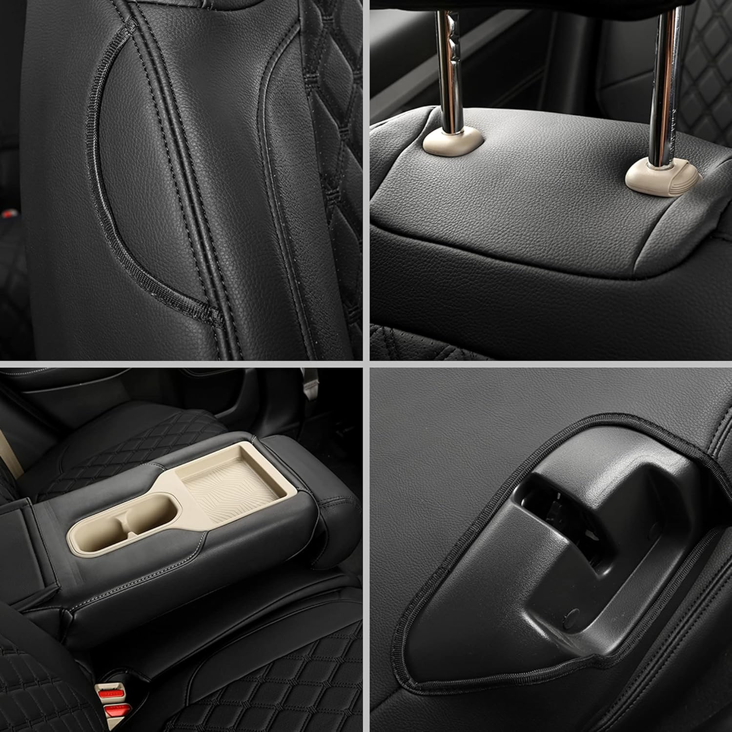 GIANT PANDA Pu Leather Car Seat Covers Full Set Custom Fit for Honda CRV 2017 2018 2019 2020 2021 2022- (Black)