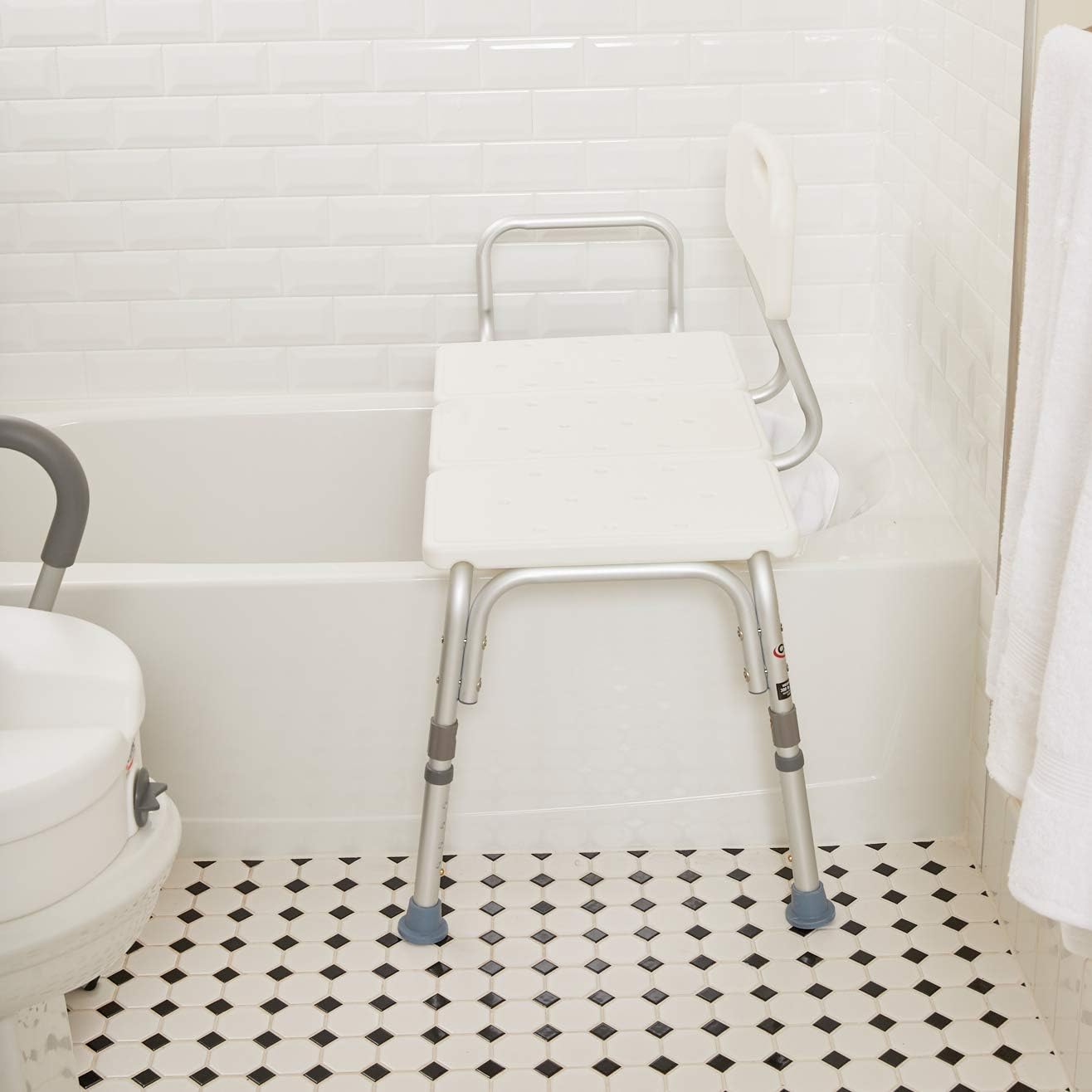 Carex Tub Transfer Bench - Shower Chair Transfer Bench with Height Adjustable Legs - Convertible to Right or Left Hand Entry